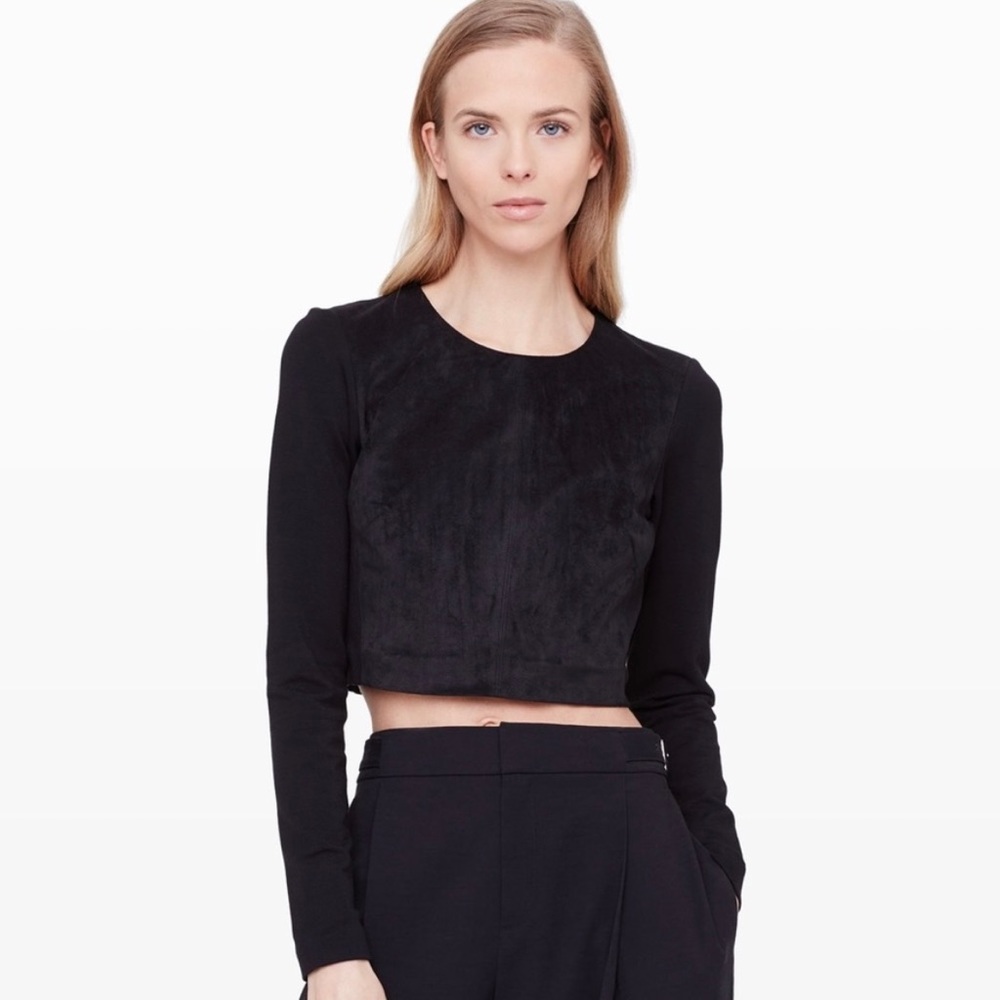 Club Monaco Suede Crop Top Mixed Media